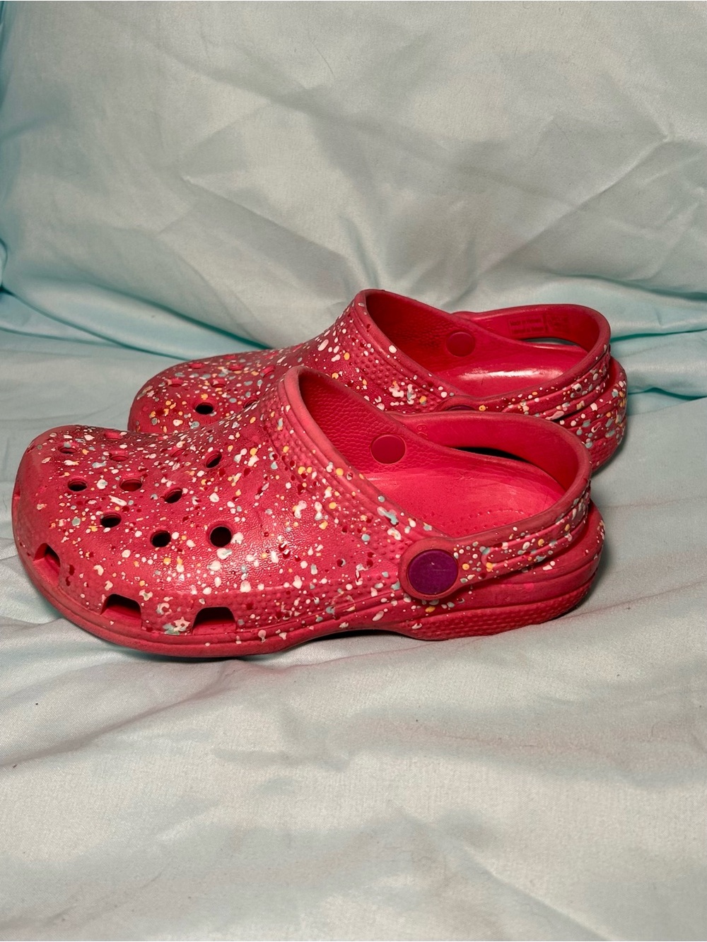 CROCS Kids Hot Pink Speckle Clogs